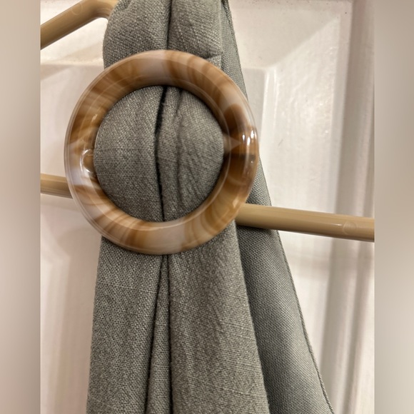 Adorne Woman Nia v-neck pleated olive green romper shorts with pockets. - Picture 3 of 3